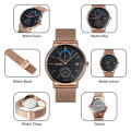 SKMEI 9182 Relógio masculino minimalista de quartzo com malha de aço inoxidável - relógios de pulso com data